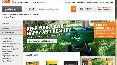 Home Depot Scotts 'Free Garden Hose' Leaderboard Ad