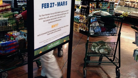Whole Foods 'Silent Auction' Stanchion Sign