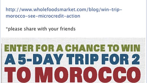 Whole Foods 'Travel to Morocco' Facebook Update