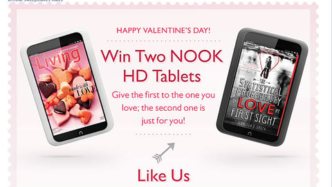 Barnes & Noble Valentine's Day Sweepstakes Facebook Page