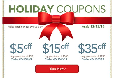 True Value Holiday Coupons Webpage