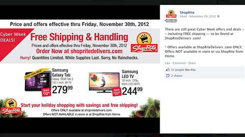 ShopRite 'Cyber Week' Facebook Update