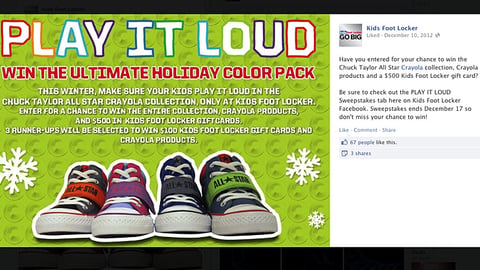Kids Foot Locker 'Play It Loud' Facebook Update