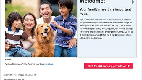 AB Acquisition 'MyRxCare' Home Page