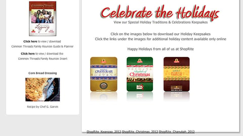 ShopRite 'Celebrate the Holidays' Landing Page