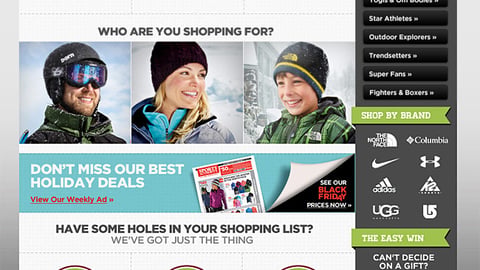 Sports Authority 'The Gift List' Landing Page