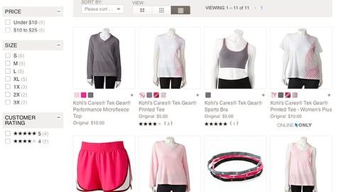 Kohl's Tek Gear 'Pink' Product Page
