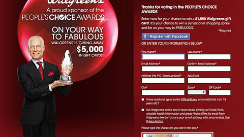 Walgreens 'People's Choice Awards' Sweeps Landing Page