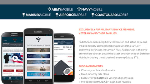 RadioShack Defense Mobile Webpage