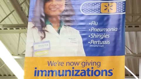 Walmart Pharmacy 'Get Your Shot' Ceiling Banner