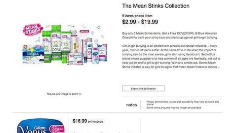 Target P&G 'Mean Stinks' E-Commerce Page