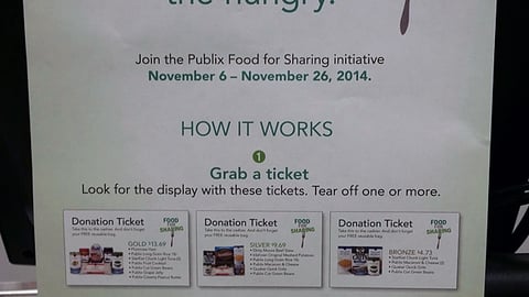 Publix 'Food For Sharing' Checkout Sign