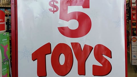 Family Dollar '$5 Toys' Stanchion Sign