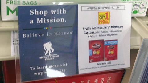 Winn-Dixie Orville Redenbacher's 'Believe in Heroes' Shelf Tag
