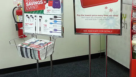 Staples Holiday Stanchion Signs