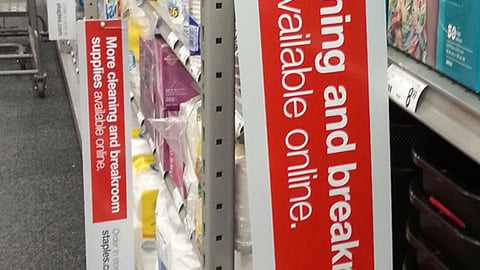 Staples 'Breakroom Supplies Available Online' Violators