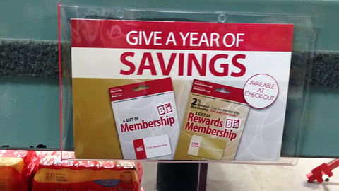 BJ's 'Give a Year of Savings' Shelf Sign