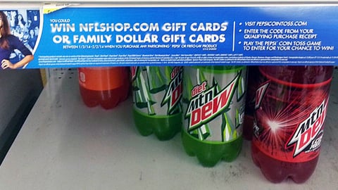 PepsiCo Family Dollar 'Coin Toss' Shelf Sign