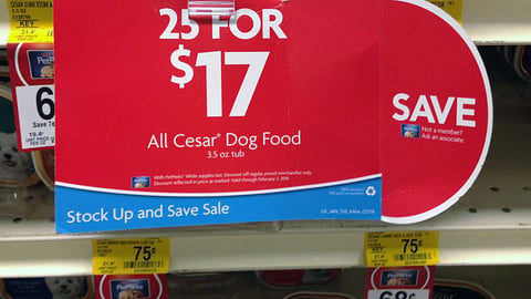 PetSmart Cesar 'Stock Up' Price Sign