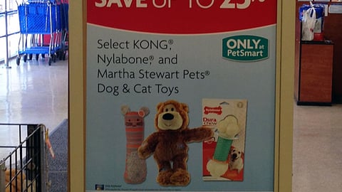 PetSmart 'Stock Up' Stanchion Sign