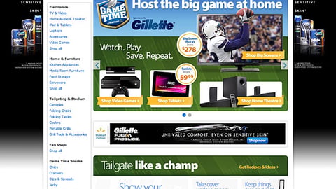 Walmart.com Gillette 'Game Time' Page
