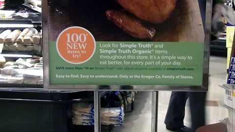 Kroger Simple Truth '100 New Items' Stanchion Sign