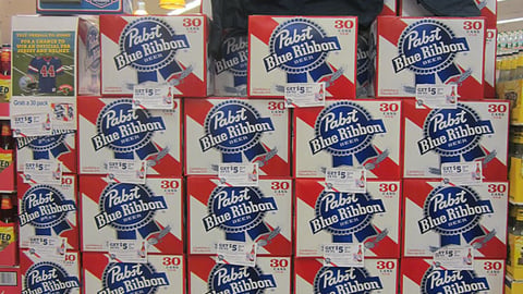 Pabst Blue Ribbon 'Pass Me' Case Stack