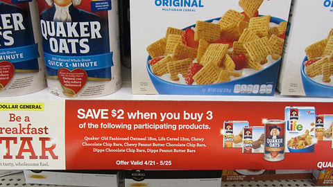 Quaker Dollar General 'Be a Breakfast Star' Shelf Sign