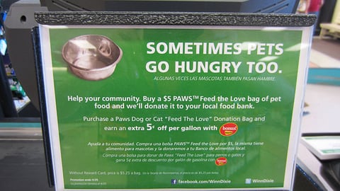 Winn-Dixie Paws Premium 'Feed the Love' Checkout Sign