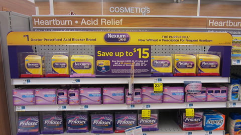Nexium 24HR Rite Aid 'Save $15' Shelf Display