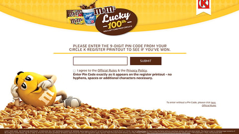 M&M's Circle K 'Lucky 100th' Landing Page