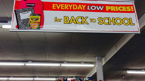 Family Dollar Back to School Ceiling Sign