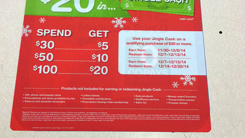 Walgreens 'Jingle Cash' Counter Cling