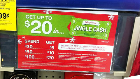 Walgreens 'Jingle Cash' Shelf Sign