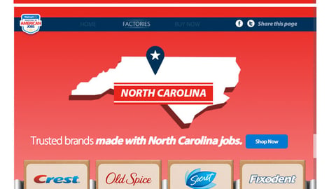 Walmart.com P&G 'American Jobs' Webpage