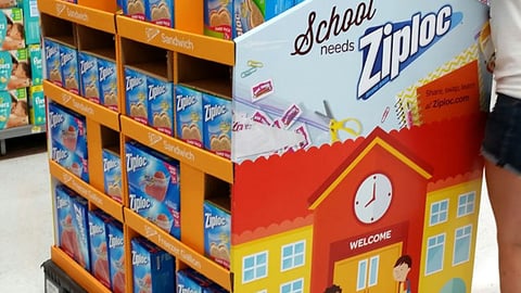 Ziploc Walmart 'School Needs' Pallet Display