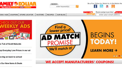 Family Dollar 'Ad Match Promise' Carousel Ad