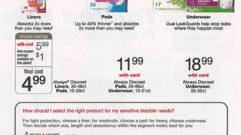 Always Discreet Walgreens FSI