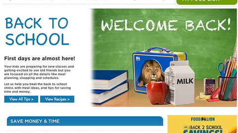 Food Lion 'Back to School' Landing Page