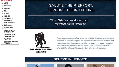 Winn-Dixie 'Believe in Heroes' Landing Page