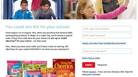 General Mills Meijer 'Box Tops' Home Page