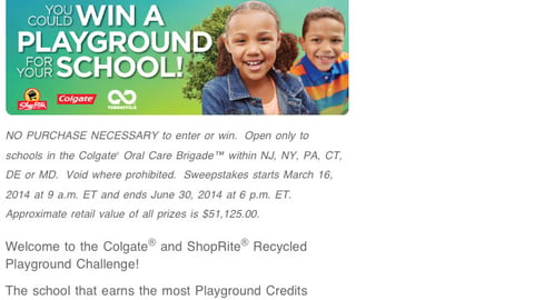 Terracycle.com 'Colgate & ShopRite' Contest Page