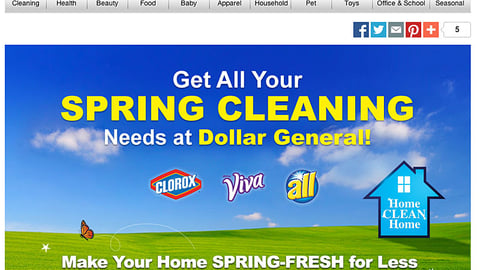 Dollar General 'Home Clean Home' Landing Page