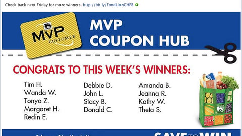 Food Lion 'MVP Coupon Hub' Facebook Update