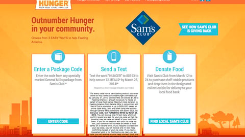 General Mills 'Outnumber Hunger' Sam's Club Page