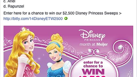 Meijer 'Disney Princess Month' Facebook Update
