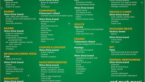 Winn-Dixie 'Quarter Back' Shopping List