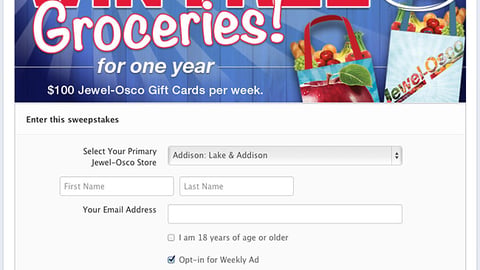Jewel-Osco 'Free Groceries' Entry Page