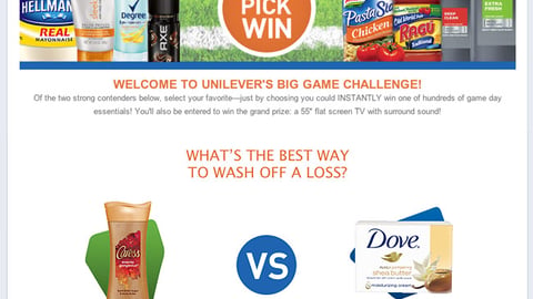 Unilever 'Big Game Challenge' Facebook Page