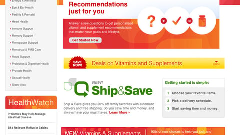 CVS Family Vitamin Center Landing Page